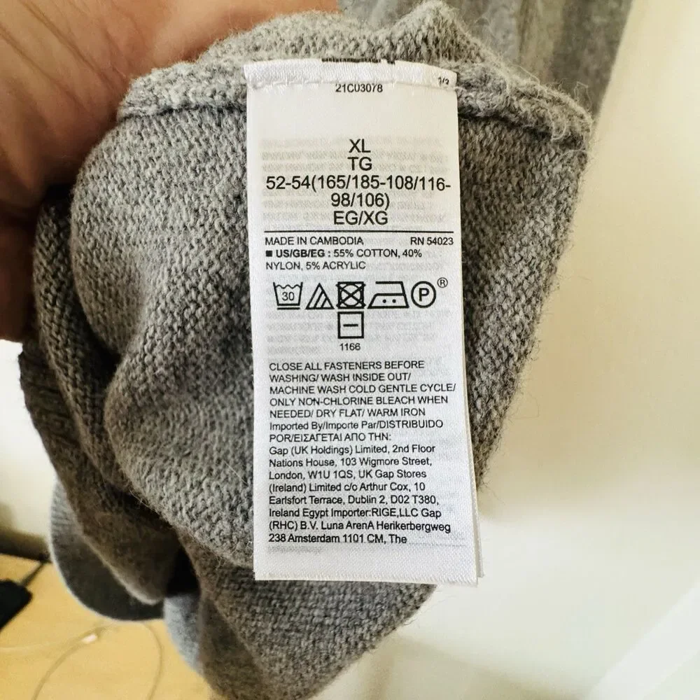 Gap Men’s Mock Neck Grey Sweater Size XL